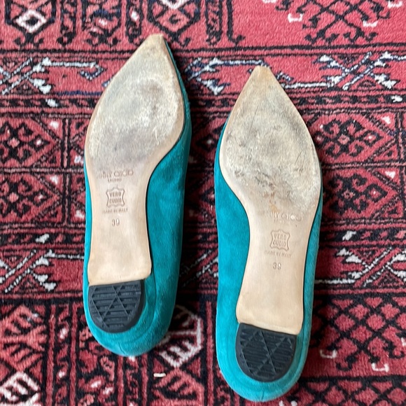 Jimmy Choo teal pointy toe flats, sz 39 - Picture 4 of 7